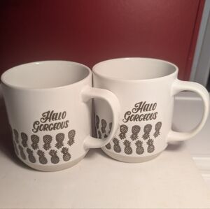 OpalHouse Stoneware “hello gorgeous” pineapple coffee cup Pair